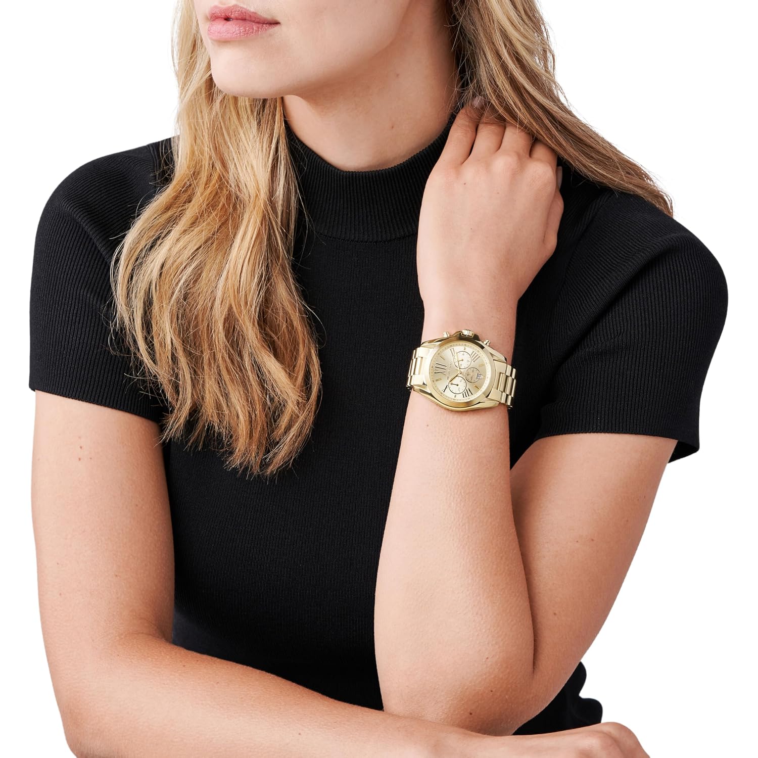 Michael Kors Ladies Mini Bradshaw Watch 36Mm Case Size Quartz Chronograph Movement Stainless Steel Bracelet