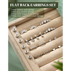 LOLIAS Hypoallergenic Flat Back Earrings for Women Cartilage Earrings Stacks-20G Surgical Stainless Steel Flatback Stud Hoop Earring Set Daith Conch Tragus Helix Piercing Jewelry