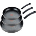 T-Fal Ultimate Hard Anodized Nonstick Fry Pan Set 3 Piece: 8, 10.25, & 12 Inch, Oven Broiler Safe 400F, Kitchen Cookware Set, Pots and Pans Set Non Stick, Frying Pans, Skillets, Dishwasher Safe, Onyx