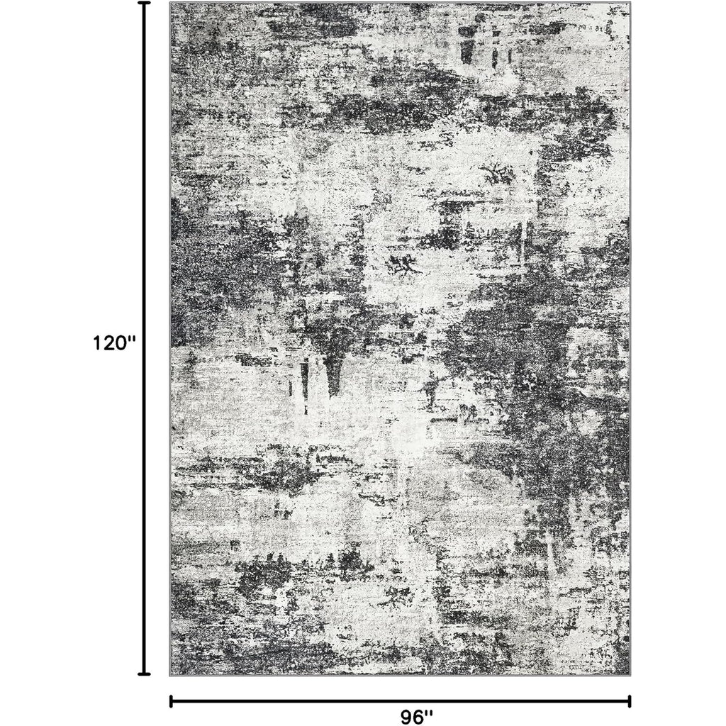 8x10 Area Rugs for Living Room: Abstract Washable Rug with Anti-Slip Backing Non-Shedding Stain-Resistant Soft Modern Large Carpet for Bedroom Dining Room Farmhouse Nursery Home Office Black