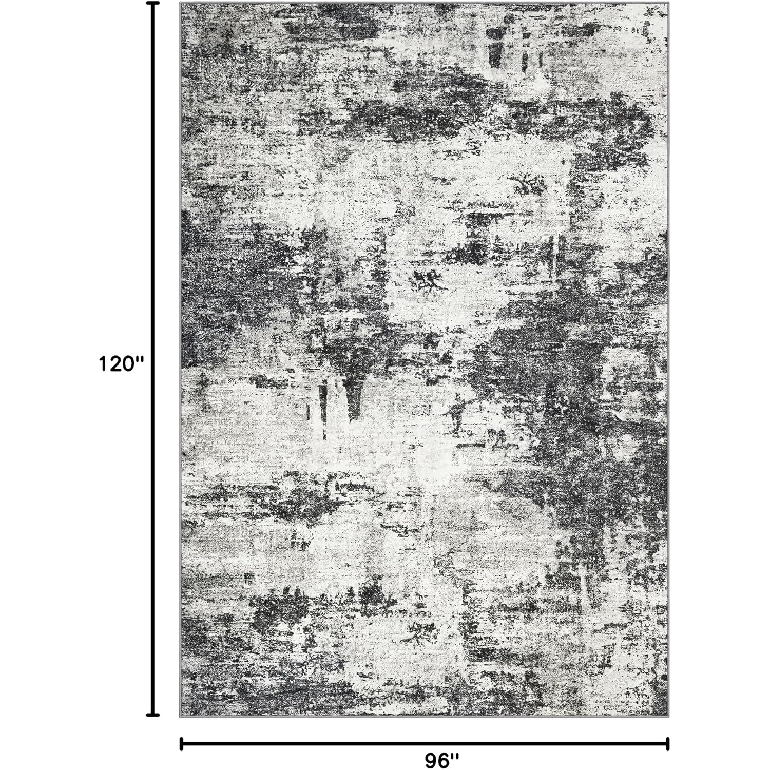 8x10 Area Rugs for Living Room: Abstract Washable Rug with Anti-Slip Backing Non-Shedding Stain-Resistant Soft Modern Large Carpet for Bedroom Dining Room Farmhouse Nursery Home Office Black