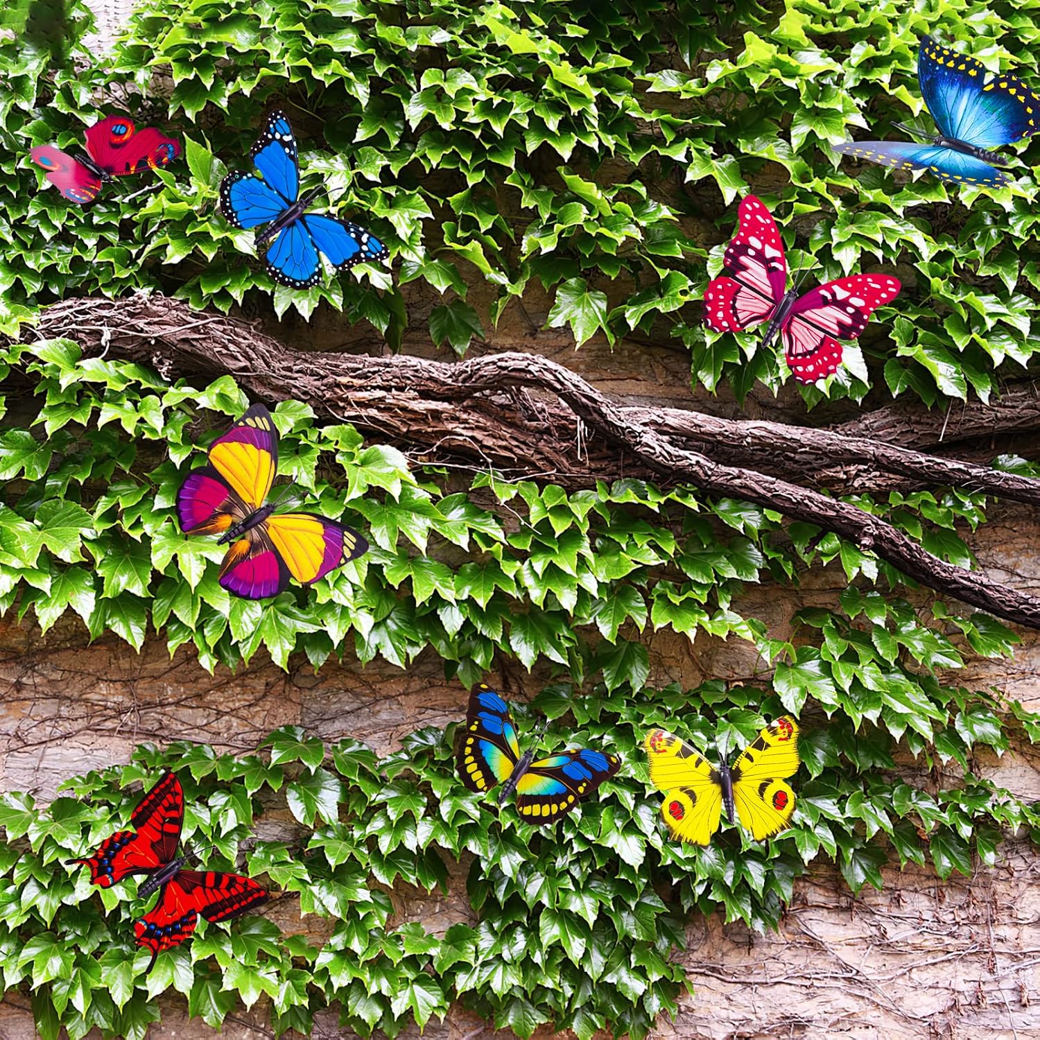 Vgoodall 50Pcs Butterfly Garden Decorations, 11.8 Inch Butterfly Stakes Ornaments Artificial Waterproof Butterflies For Flower Bouquet Outdoor Indoor Yard Art Patio Plant Pot Flower Bed Home Décor
