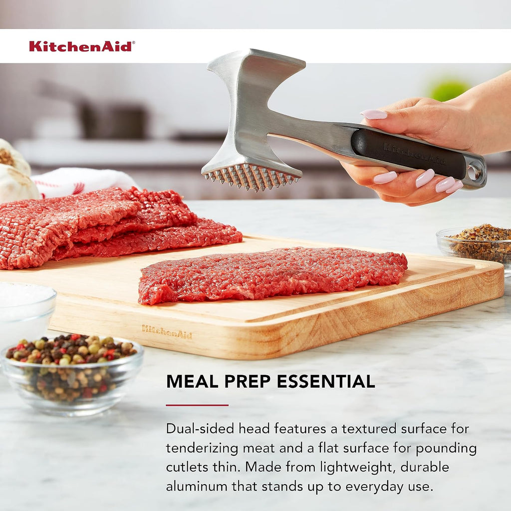 Kitchenaid Gourmet Multi Sided Meat Tenderizer For Pounding Meats, Nuts, Shellfish, Ect, Hang Hole For Easy Storage, Hand Wash, One Size, Black