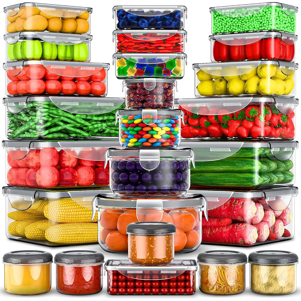 Rockberry 50 Pcs Large Food Storage Containers With Lids Airtight-85 Oz To Small Containers-Total 526Oz Stackable Kitchen Set -Bpa Free Leak Proof Containers- Freezer Microwave Safe