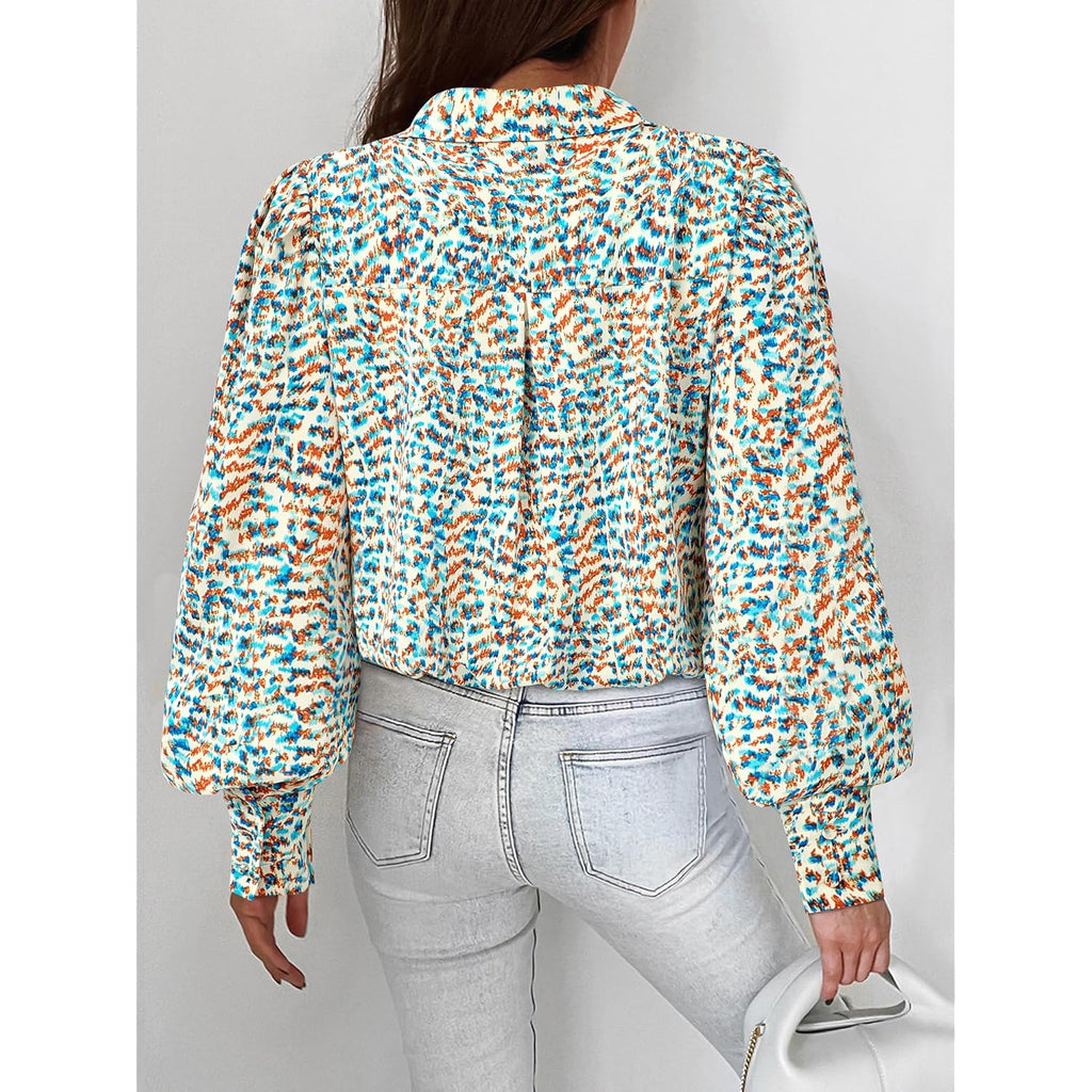 Summer Blouses for Women Dressy Casual 2026 Long Sleeve Button Down Shirt V Neck Boho Spring Tops Fashion Clothing