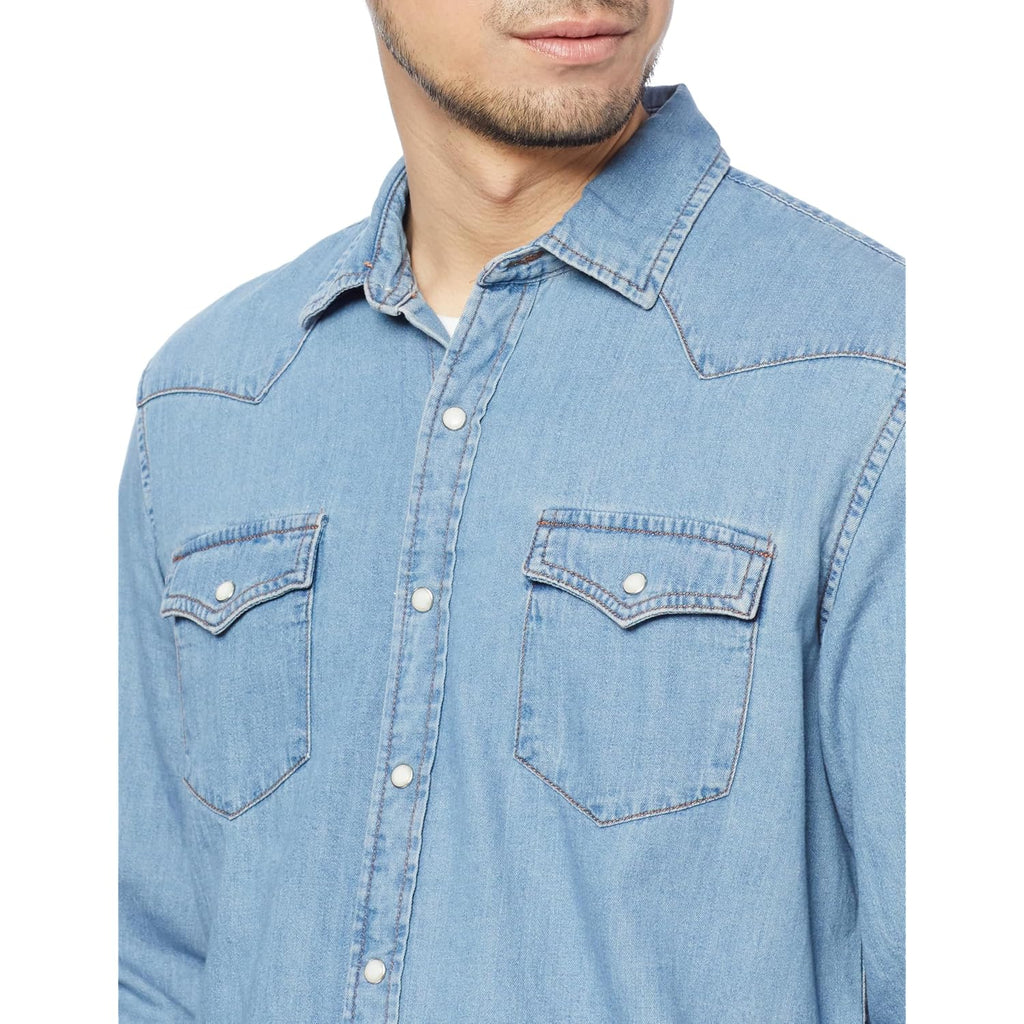 Amazon Essentials Men'S Long Sleeve Denim Shirt, Regular-Fit