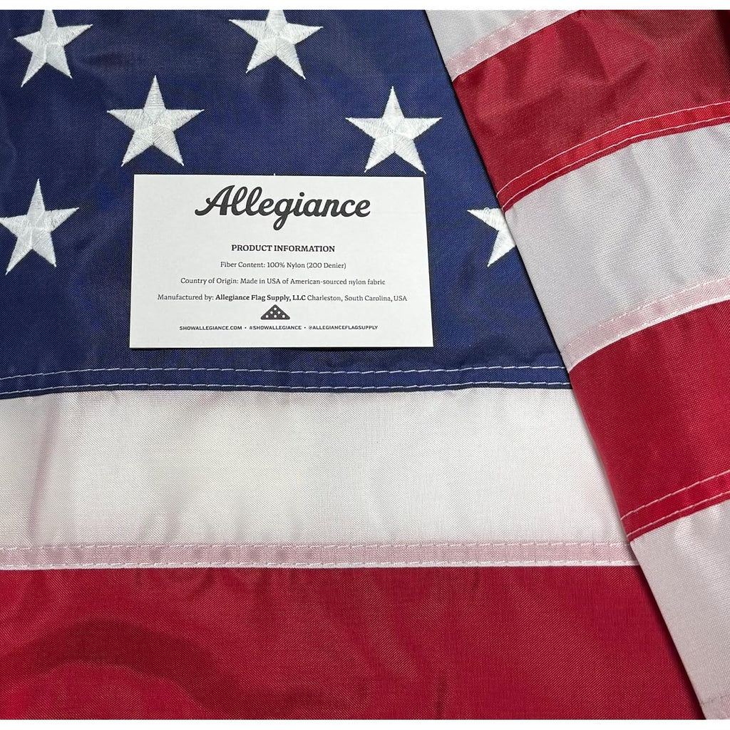 Allegiance Flags Made In Usa American Flags For Outside 3X5 Ft | Premium Us Flag With American-Sourced 200D Nylon, Embroidered Stars, Hand-Sewn Stripes | Heavy Duty All-Weather & Fade Resistant