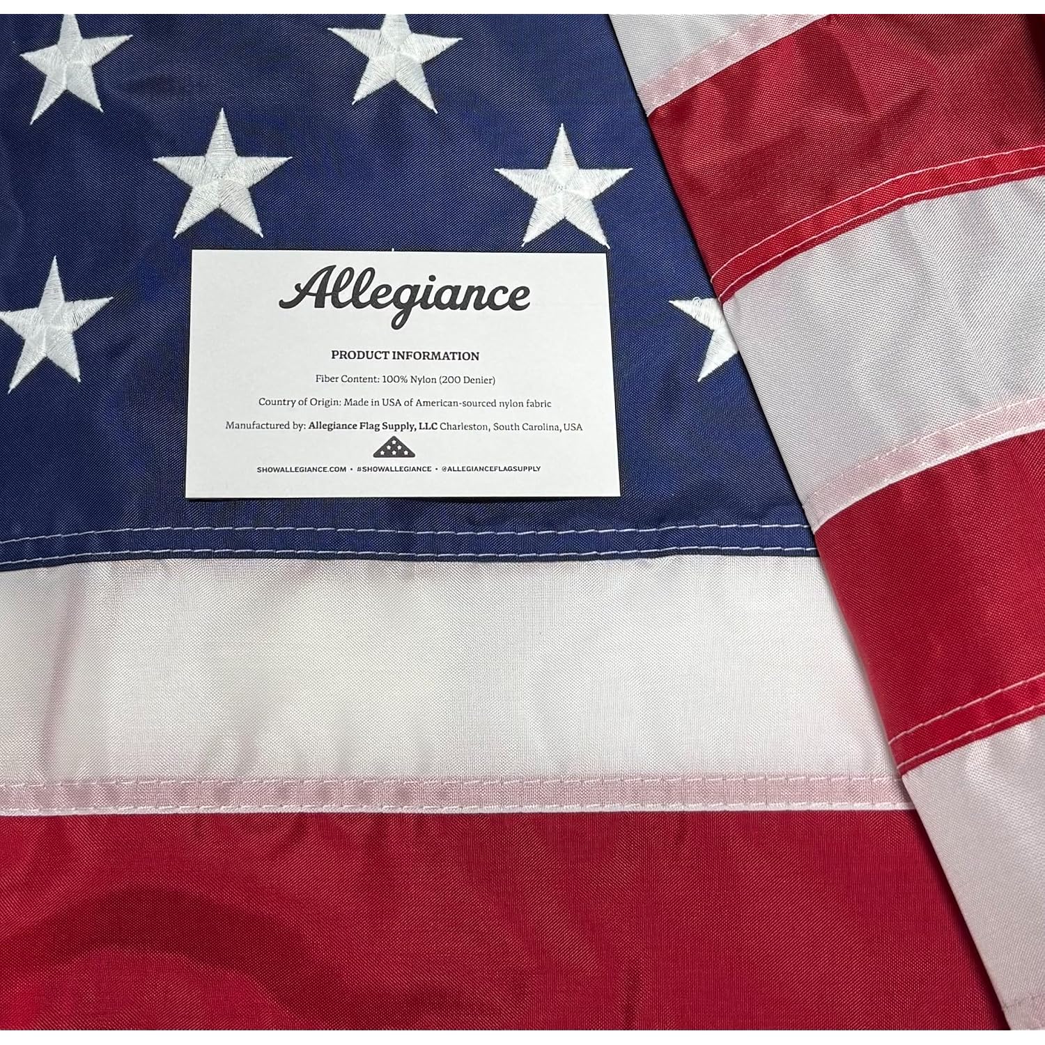 Allegiance Flags Made In Usa American Flags For Outside 3X5 Ft | Premium Us Flag With American-Sourced 200D Nylon, Embroidered Stars, Hand-Sewn Stripes | Heavy Duty All-Weather & Fade Resistant