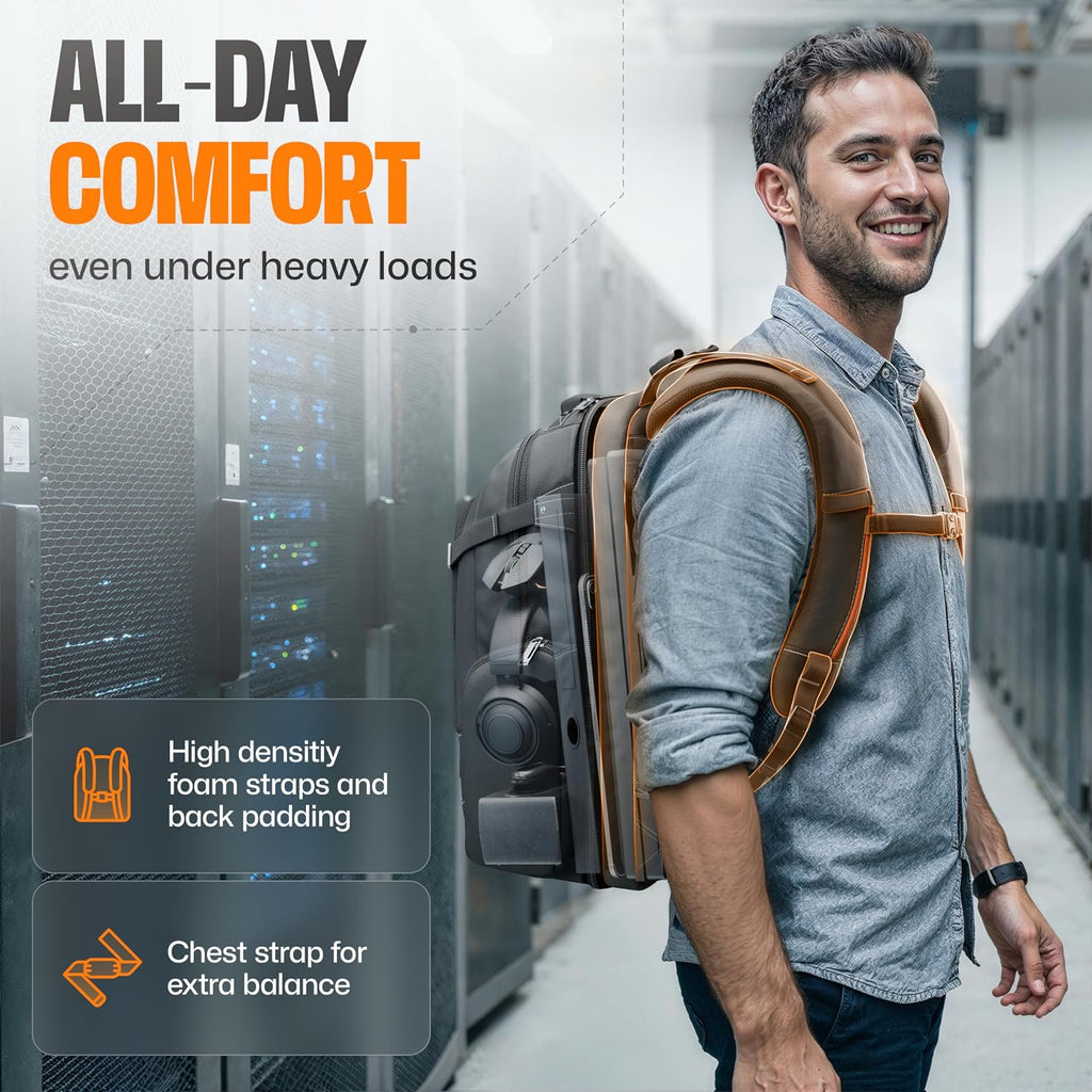 Everki Business 120 Pro 2 Laptop Backpack 40L W/Rain Cover Mesh Accessories Pouch & Quick Release Magnetic Keychain-2 Travel Laptop Compartments Fit Up To 18.4"Rfid Pocket Patented Corner Protection