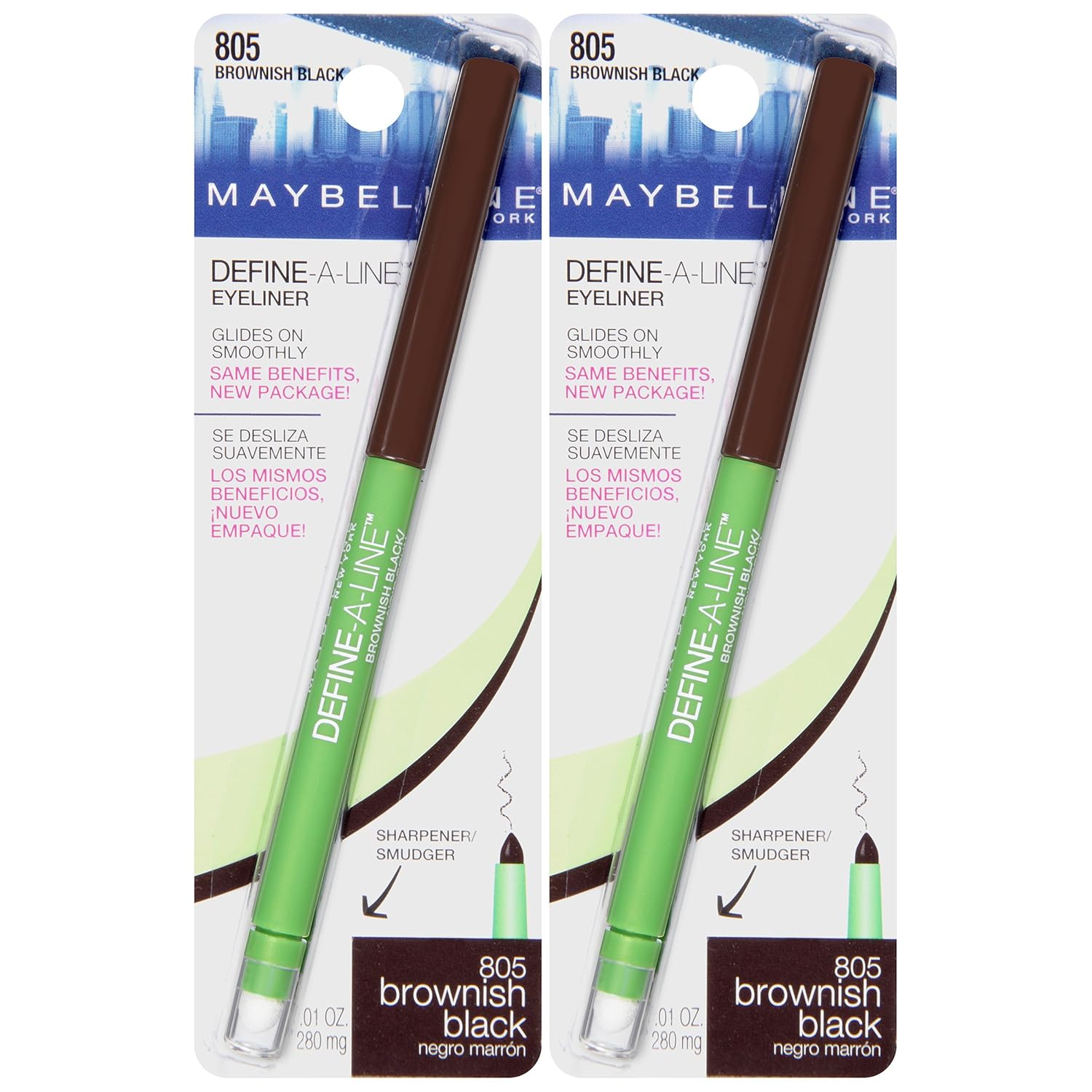 MAYBELLINE Define-A-Line Eyeliner, Brownish Black (Pack of 2)