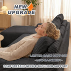 Mangodan Cloud Sectional Couch, Boneless Sofa For Living Room, Fluffy Comfy Couch With Deep Seat, Modular Sectional Sofa With L-Shaped Chaise, No Assembly Required, Dark Grey