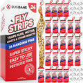 Fly Strips Indoor Sticky Hanging 24Pk With Pins. Non Toxic Outdoor Fly Trap Indoor For Home. Flies Tape Paper Trap Ribbon Roll For House Gnat Fruit And Housefly. Bug Catchers For Inside Home Flypaper.