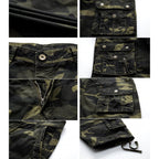 Mens Camo Cargo Shorts Cotton Multi-Pocket Outdoor Camouflage Cargo Shorts