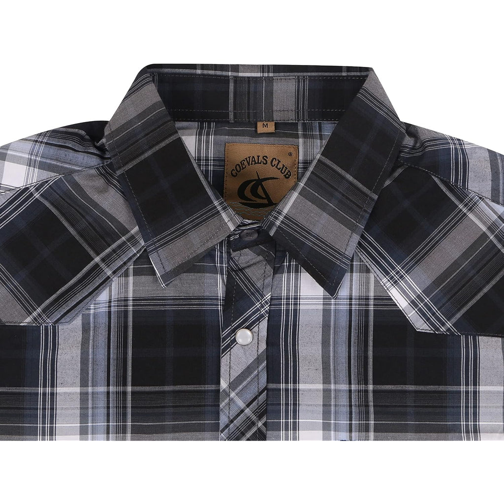 Coevals Club Men'S Western Plaid Pearl Snap Buttons Two Pocket Casual Short Sleeve Shirts
