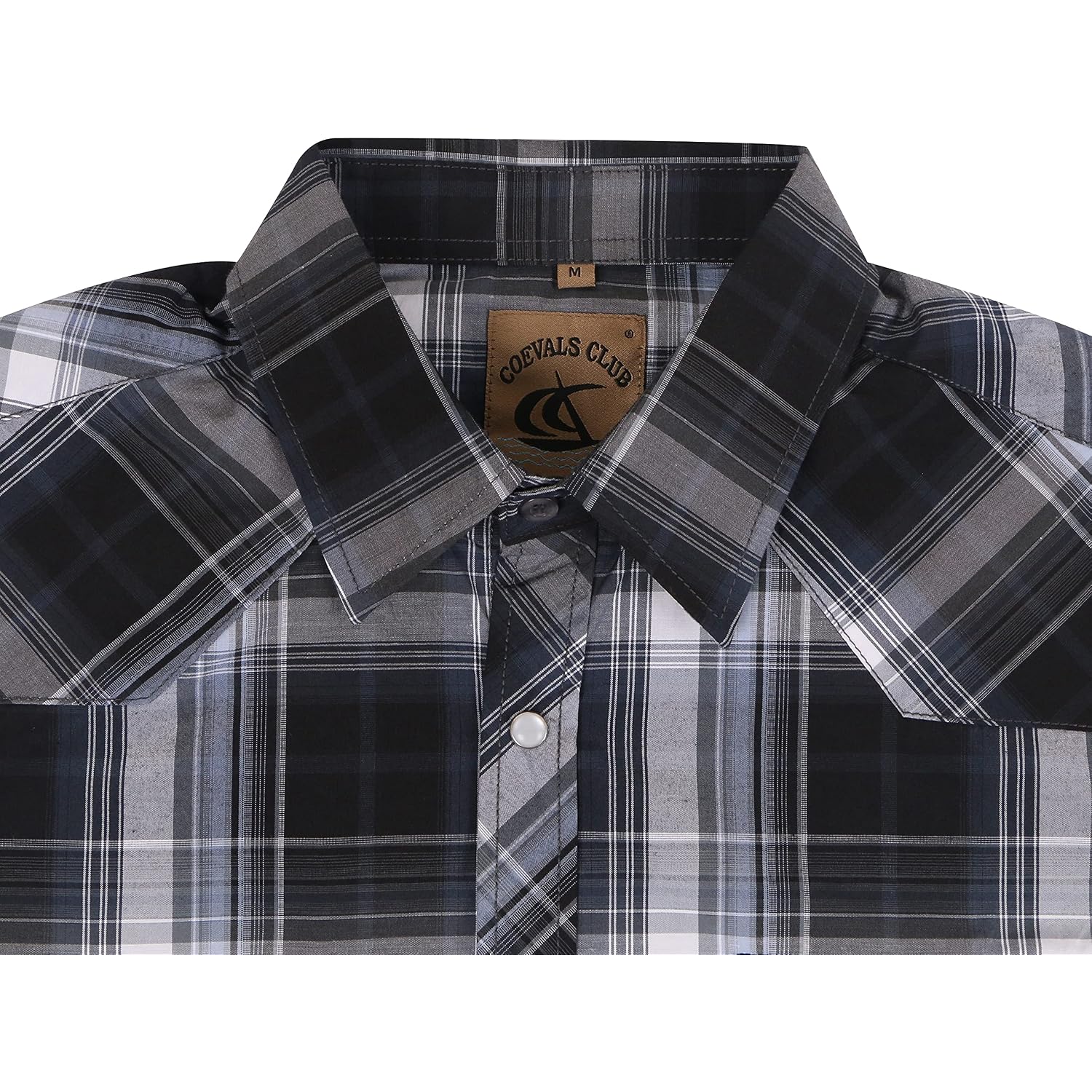 Coevals Club Men'S Western Plaid Pearl Snap Buttons Two Pocket Casual Short Sleeve Shirts