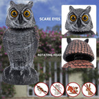Hausse 2 Pack Fake Owl Decoys To Scare Birds Away, Rotating Head Plastic Owl Bird Deterrents, 10.6 Inch Height Bird Scarecrow Nature Enemy Horned Pest Repellent For Outdoor Garden Yard
