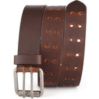 F&L Classic Leather Work Belt, Heavy Duty Double Prong Full Grain Leather Belts For Men 1 1/2", Mens Casual Belts For Jeans