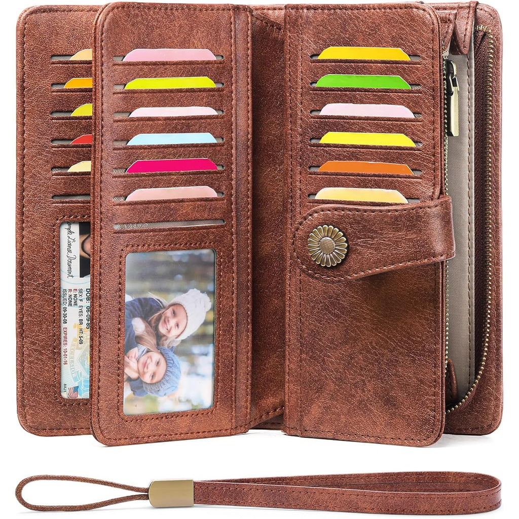 FALAN MULE Wallets for Women Trifold Wristlet Wallets Large Capacity RFID Blocking Ladies Purse Credit Card Holder