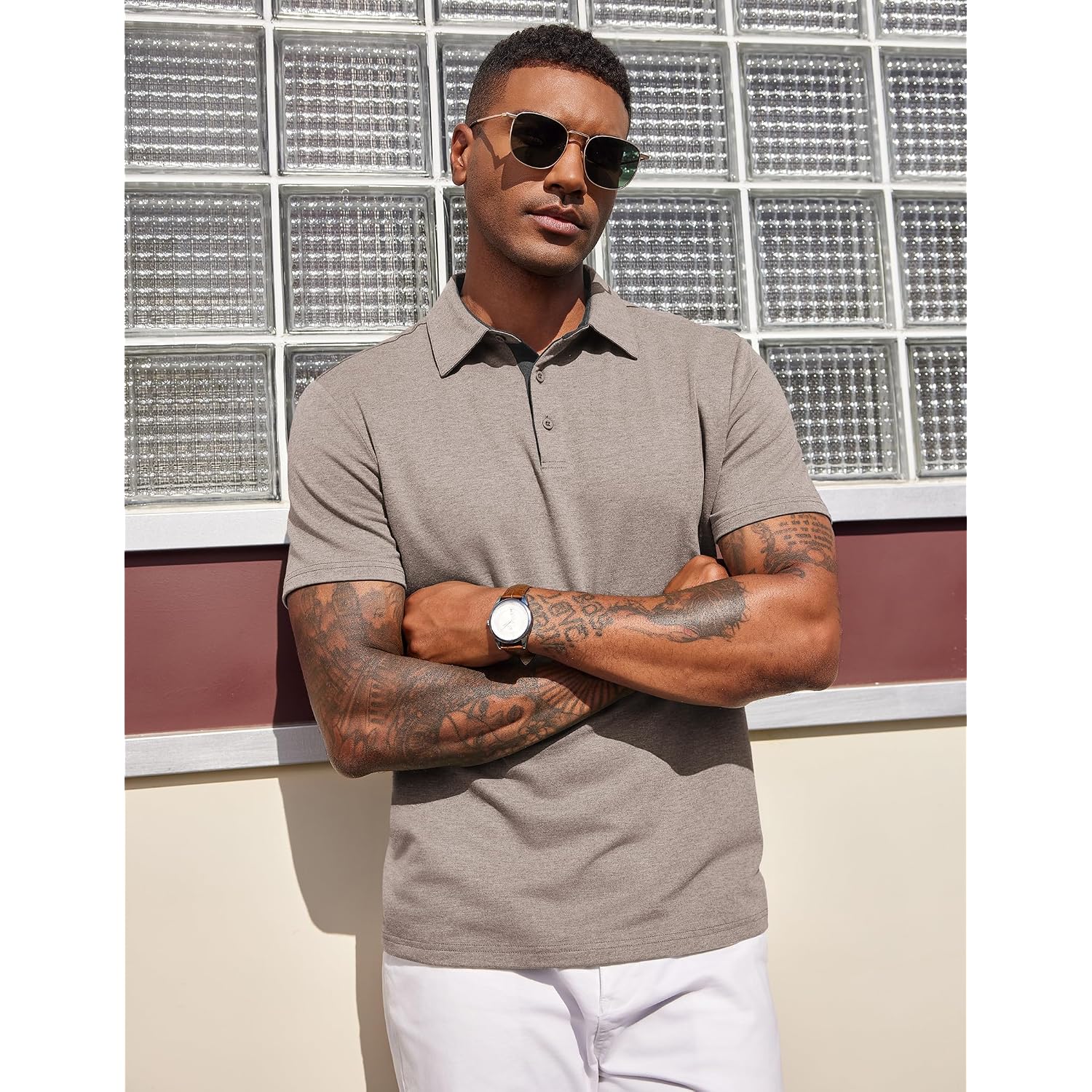 Coofandy Mens Polo Shirts Short Sleeve Casual Summer Polo Tee Classic Collared Golf Stylish Tops