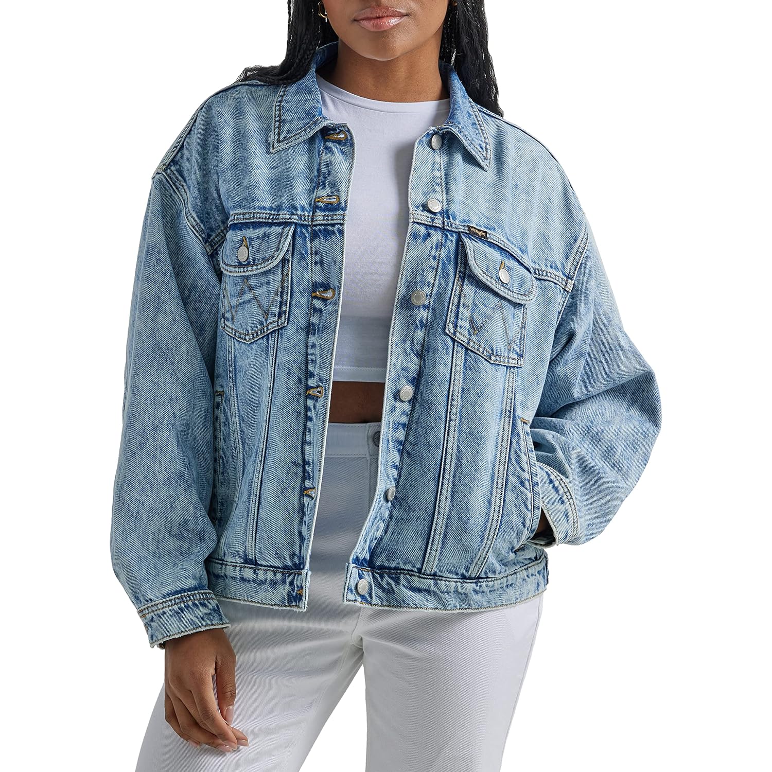 Wrangler Women'S Relaxed Fit Girlfriend Denim Jacket