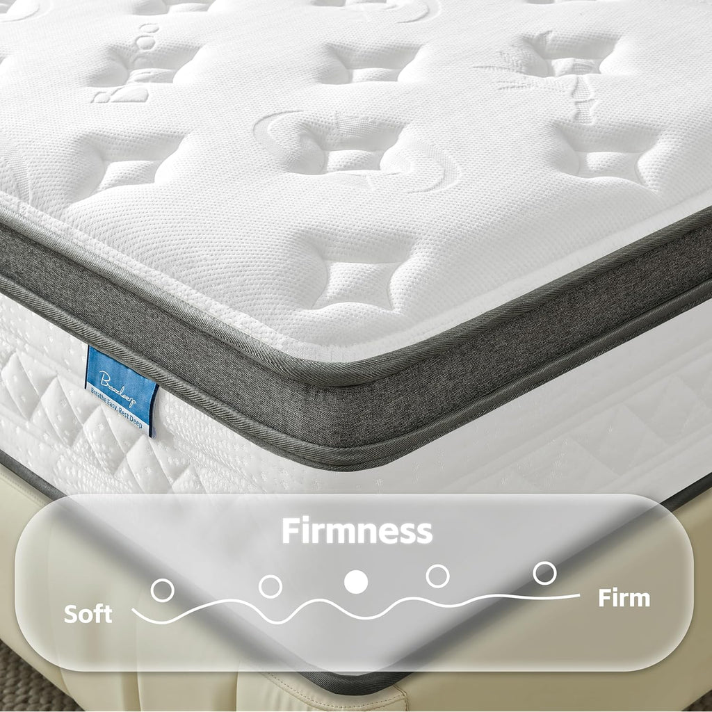 Queen Mattress, 12 Inch Cooling Hybrid Queen Size Mattress in a Box, Medium Firm with Gel Memory Foam & Pocket Coils, Motion Isolation, Pressure Relief, CertiPUR-US