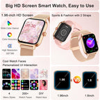 Smart Watch For Women & Men, 2026 New 1.96’’ Reloj Inteligente Para Mujer Answer/Make Calls, Blood Pressure, Hr, Sleep Monitor, 110+ Sport Modes, Voice Assistant Fitness Watch For Ios Android Phone