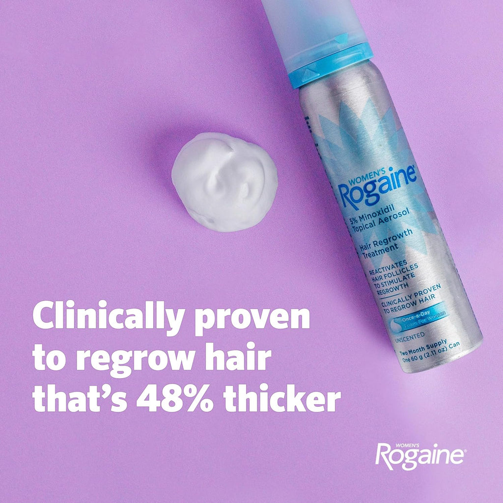Women'S Rogaine Hair Growth Foam, 5% Topical Minoxidil, 4 Mo, 2X 2.11 Oz