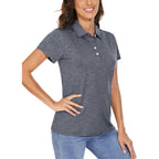 Polo Shirts for Women Short Sleeve Golf Shirts 4-Button Quick Dry Workout Tops Collared for Work Running Tennis