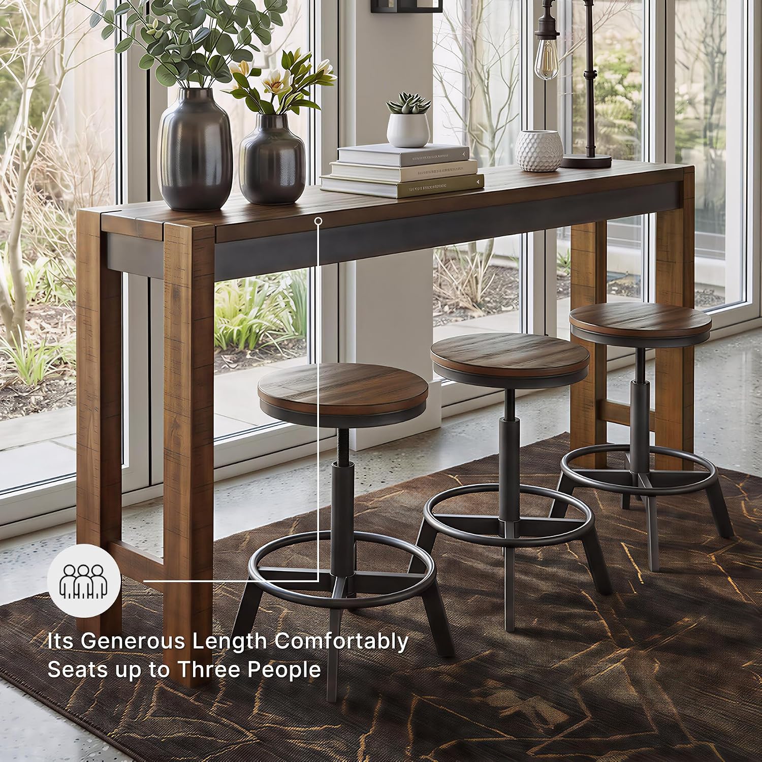 Signature Design By Ashley Furniture Torjin Long Counter Height Table, Seats Up To 3, Wood, 72.13" W X 16" D X 36" H, 2-Tone Brown