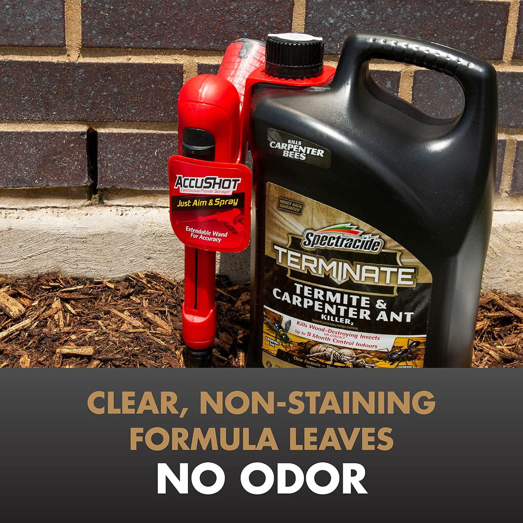Spectracide Terminate Termite & Carpenter Ant Killer, 1.33 Gallons, With Accushot Sprayer, 170.56 Oz