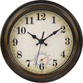 Outdoor Clocks Waterproof With Thermometer Combo Vintage Rustic Wall Clock For Patio Pool Bathroom Kitchen(8 Inch,Bronze)