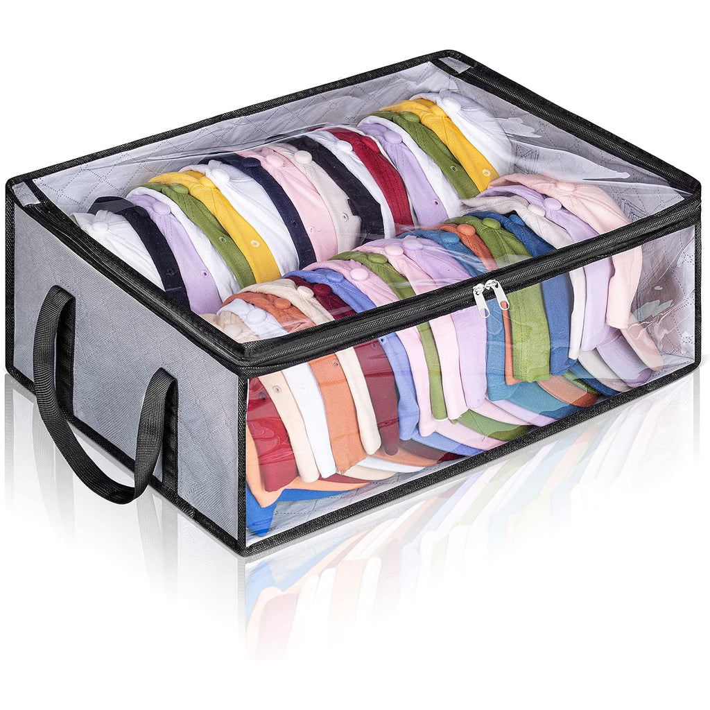 Hat Storage For Baseball Caps, Large Holds Up To 40 Caps Wide Hat Organizer For Closet Snapback Holder, Grey