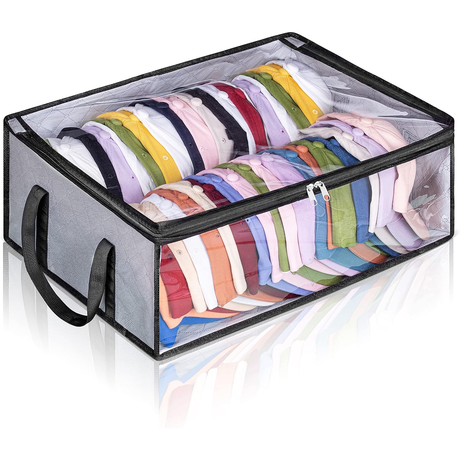 Hat Storage For Baseball Caps, Large Holds Up To 40 Caps Wide Hat Organizer For Closet Snapback Holder, Grey