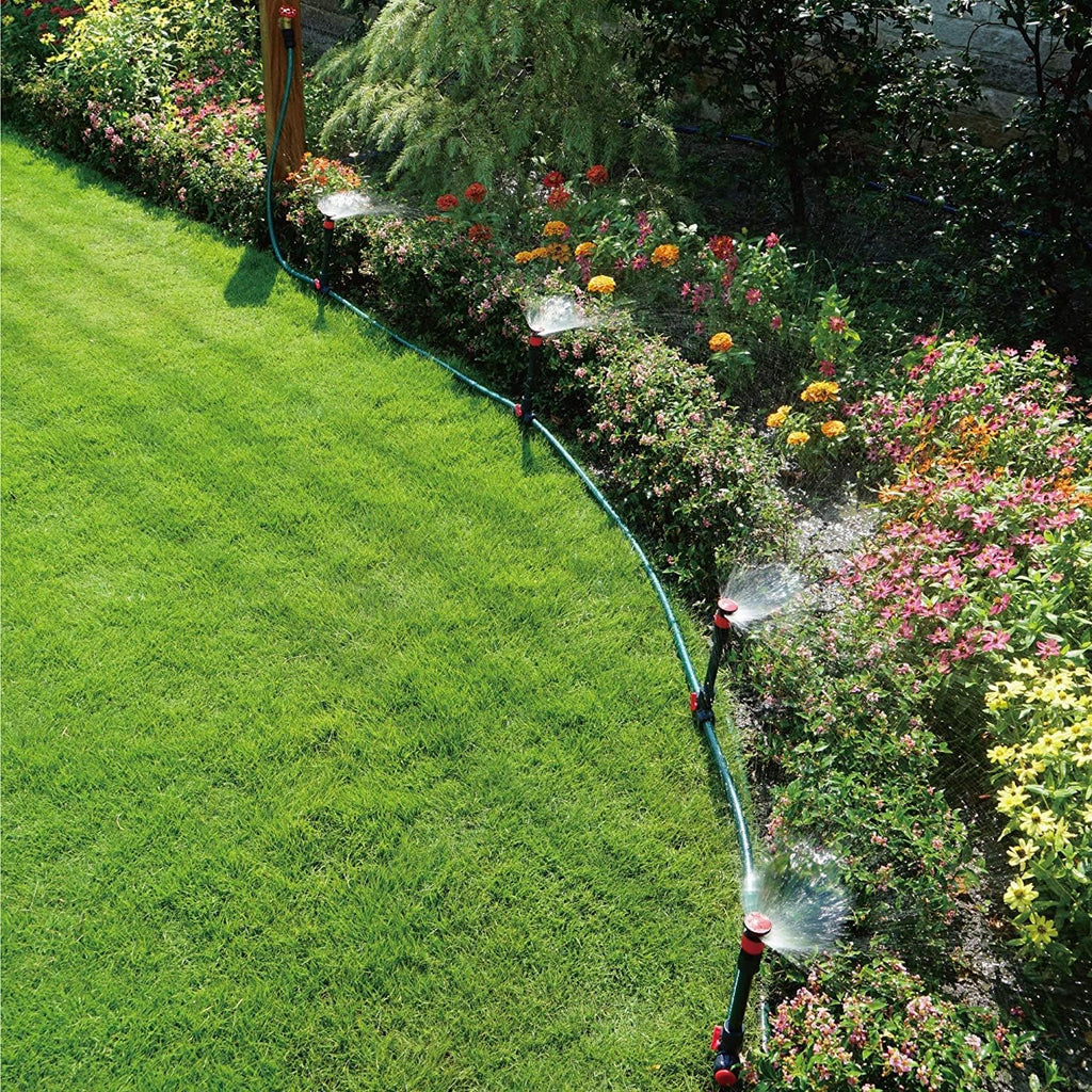 Eden 98063 Multi-Adjustable Flex Design Above Ground Irrigation Garden Sprinkler System, Sprinkler & Hose, Diy Plant Watering Set