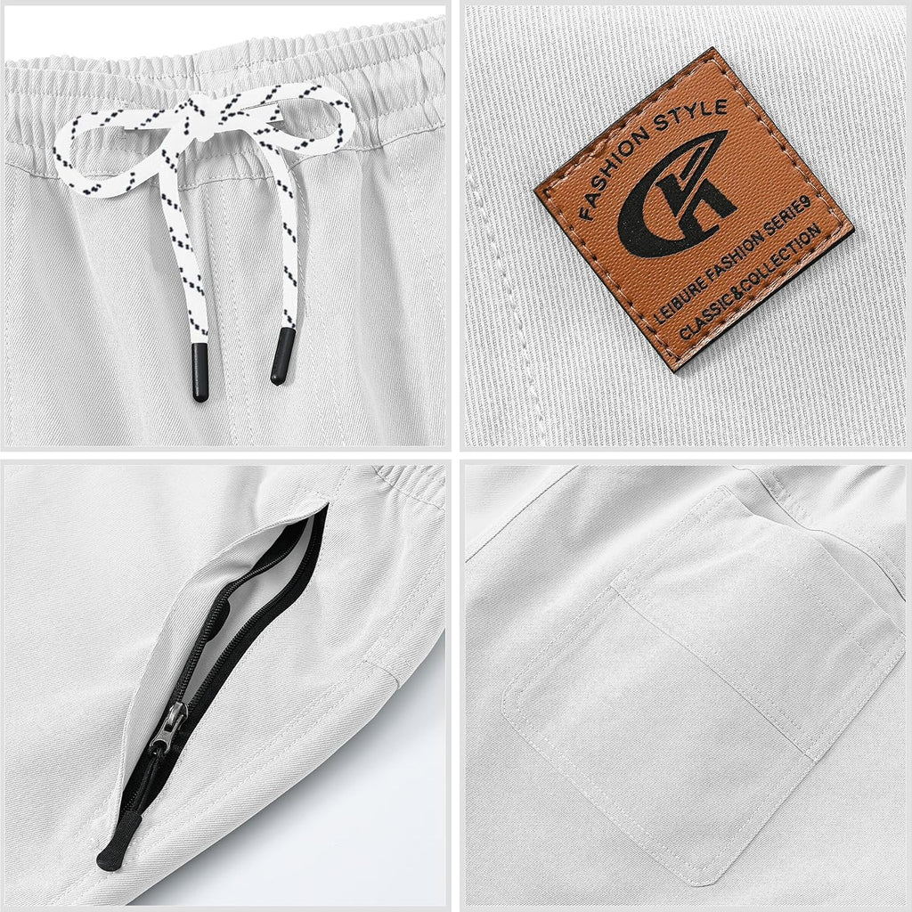 Men'S Stretch Shorts Casual Classic Fit Drawstring Summer Beach Shorts With Zipper Pockets