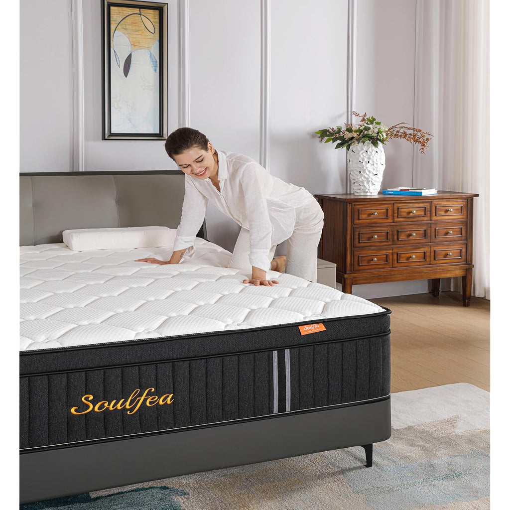 Soulfea Full Size Mattress,10 Inch Hybrid Full Mattress In A Box With Memory Foam & Individual Pocket Spring For Edge Support,Pressure Relief,Medium Firm,Certipur-Us.