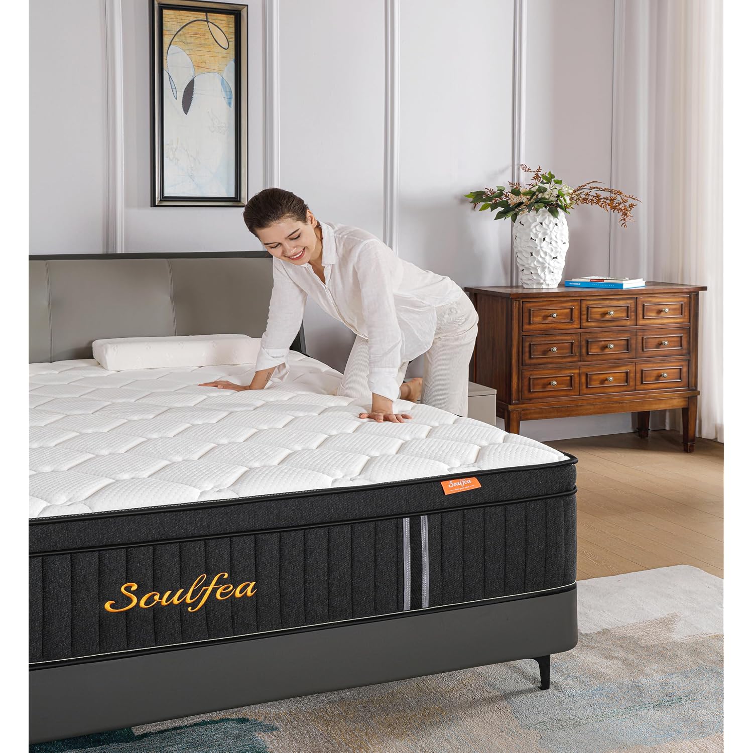Soulfea Full Size Mattress,10 Inch Hybrid Full Mattress In A Box With Memory Foam & Individual Pocket Spring For Edge Support,Pressure Relief,Medium Firm,Certipur-Us.