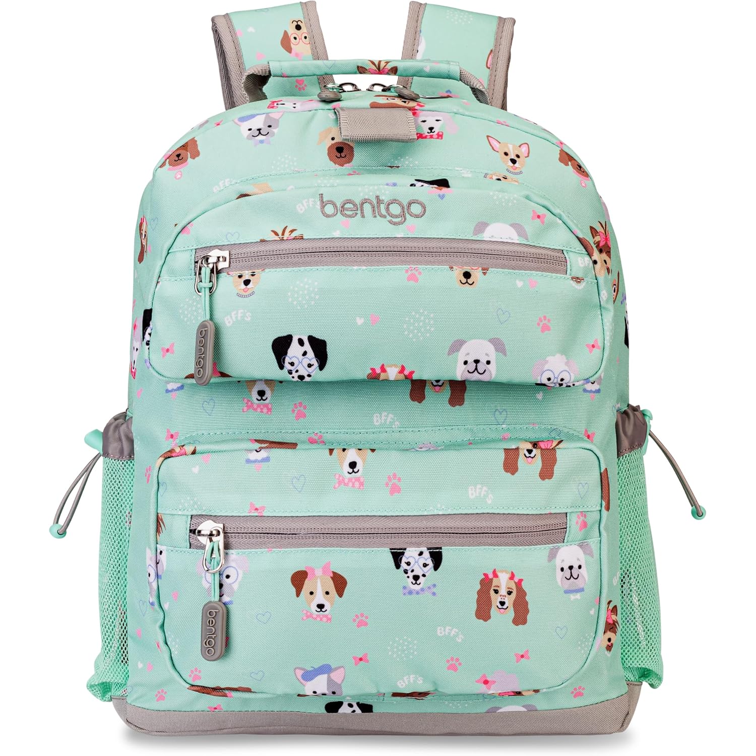 Bentgo Kids Print Durable & Water-Resistant Backpack | Lightweight 14” Backpack For School, Travel, & Daycare, Ages 4+, & Loop For Lunch Bag (Puppy Love)