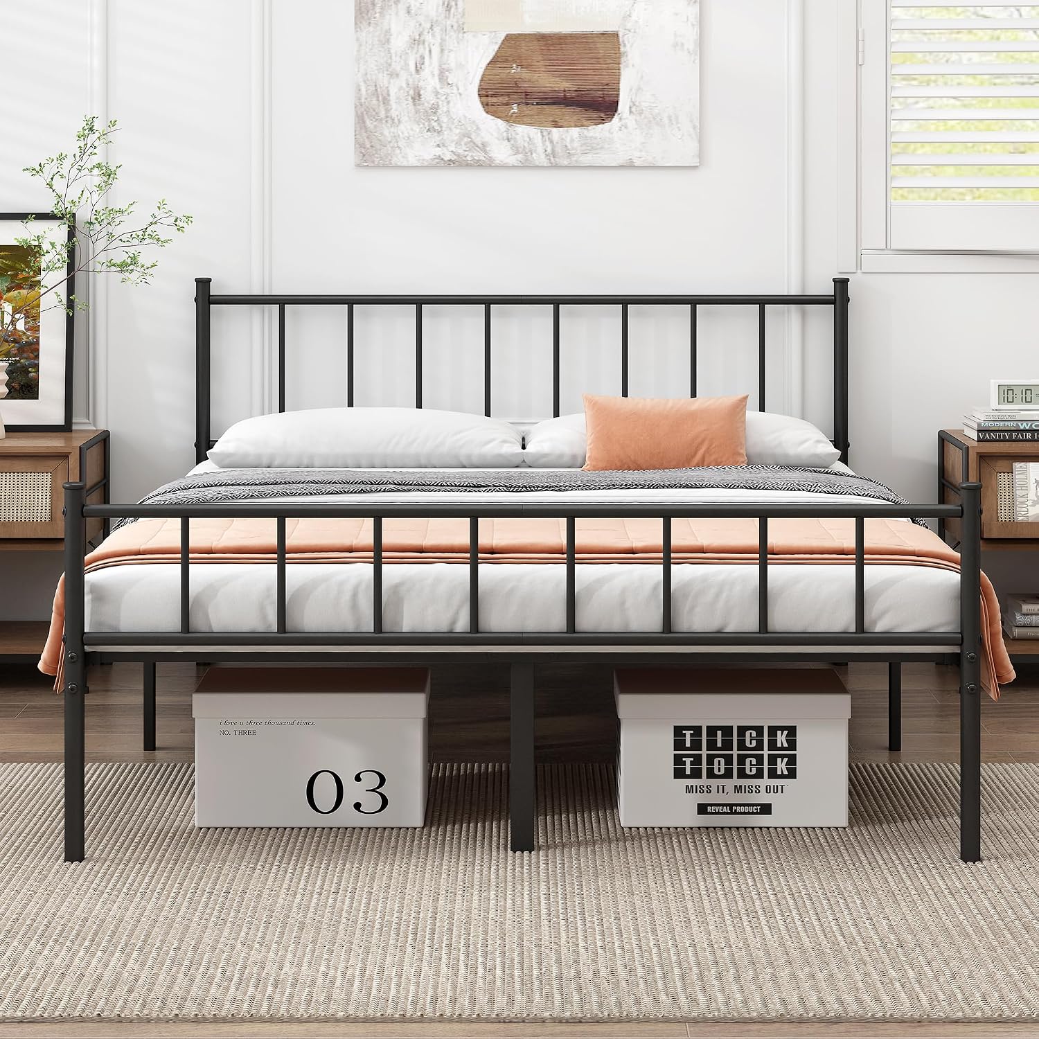 Queen Metal Bed Frame,Steel Slat Support,Noise Free,Easy Assembly