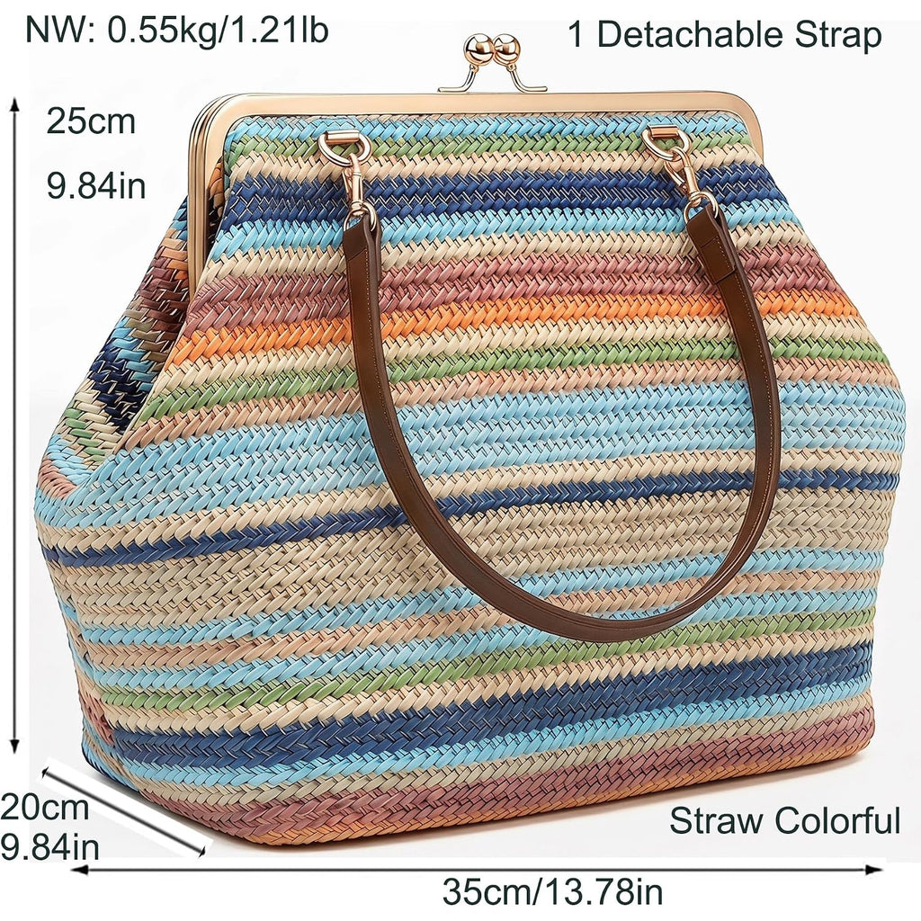 Kiss Lock Frame Handbag, Pu Leather Shoulder Tote Bag Messenger Hobo Clutch Purse For Women Formal Work Leisure