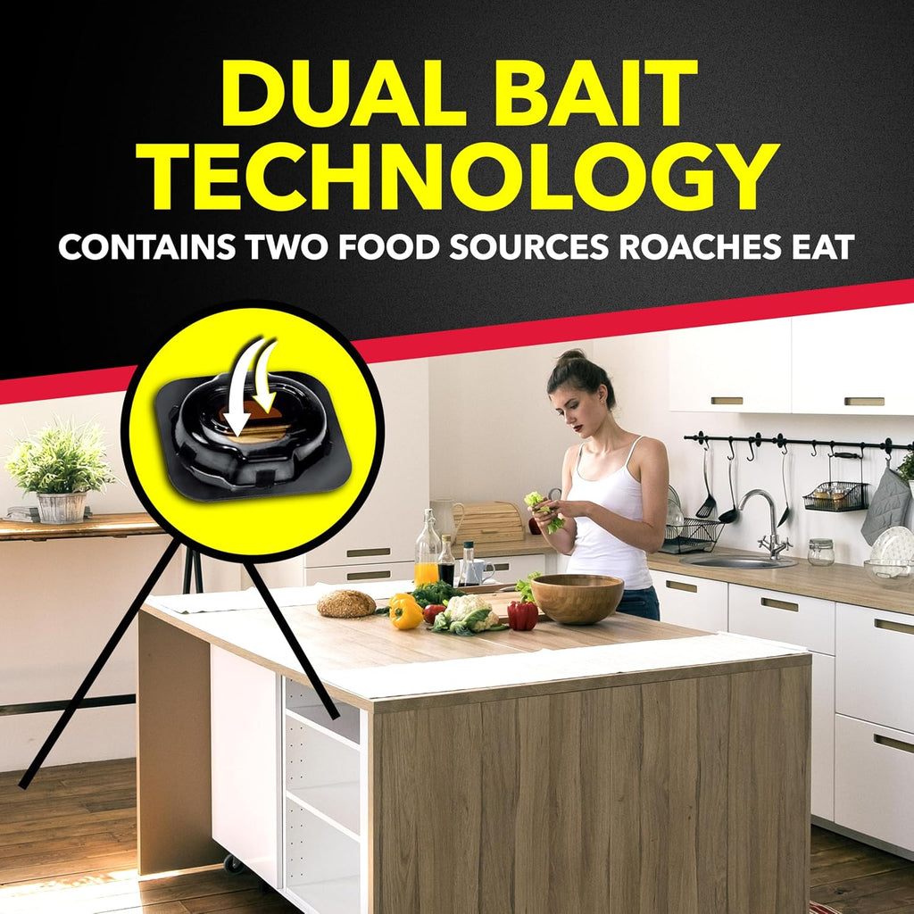 Raid Double Control Small Roach Baits, Plus Egg Stoppers, Child Resistant, For Indoor Use, Kills Roaches For 3 Months, 12 Count