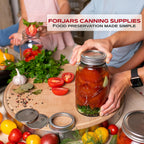 FORJARS - Canning Lids Regular Mouth, 100-Pack – Create Airtight Seals on Mason Jars to Preserve Food for Meal Prep & Food Storage – 2.7 In. Steel Lids with Silicone Seals – Canning Supplies