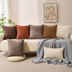 20X20 Set Of 2 Decorative Throw Pillow Covers Soft Cozy Cocoa Brown Chenille Pillow Covers Neutral Textured Solid Cushion Covers For Modern Farmhouse Sofa Bedroom Living Room Decor Sy014-B20