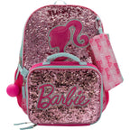 Ai Accessory Innovations Barbie 4 Piece Backpack Set, Sparkle & Shine With This Magic Flip Sequin School Bag For Girls With Zip Front Pocket, Pink