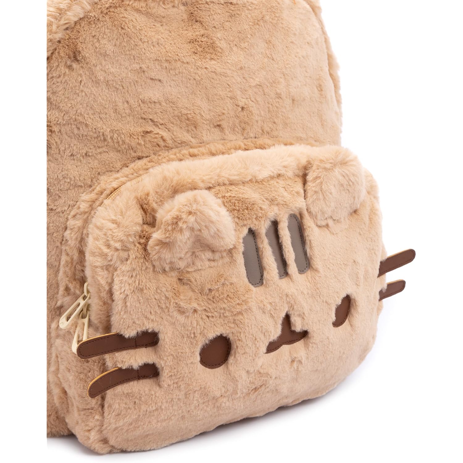 Pusheen The Cat Kids Beige Fluffy Backpack Rucksack 3D Ears Padded Straps 16 Inch School Travel Daypack Laptop Gym Bag