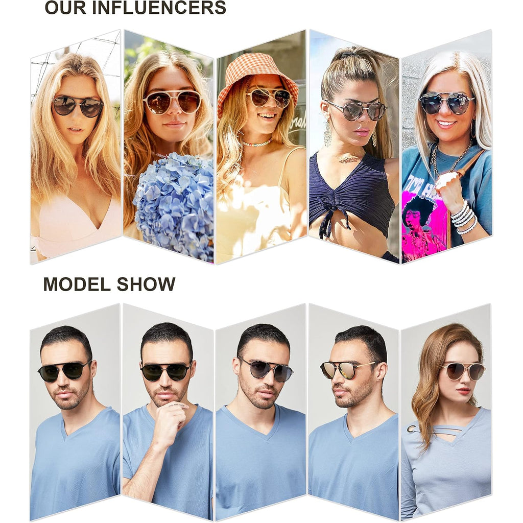 SOJOS Retro Aviator Polarized Sunglasses for Women Men Double Bridge Ladies Shades Tortoise Frame/Pink Mirrored Lens