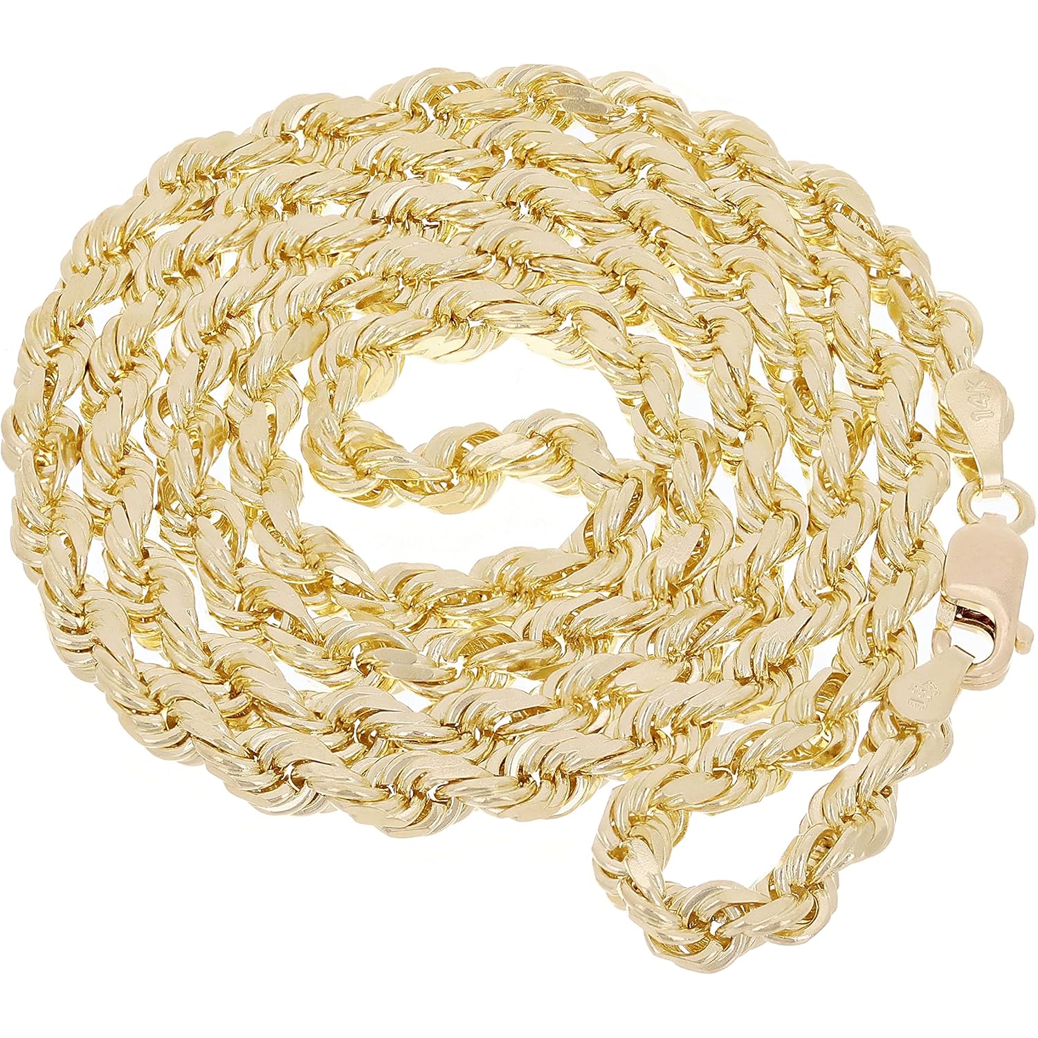 Solid 14k Gold Rope Chain - Thin Rope Link Chain Necklace - Mens and Womens Jewelry Made with Hypoallergenic Yellow 14 Karat Gold