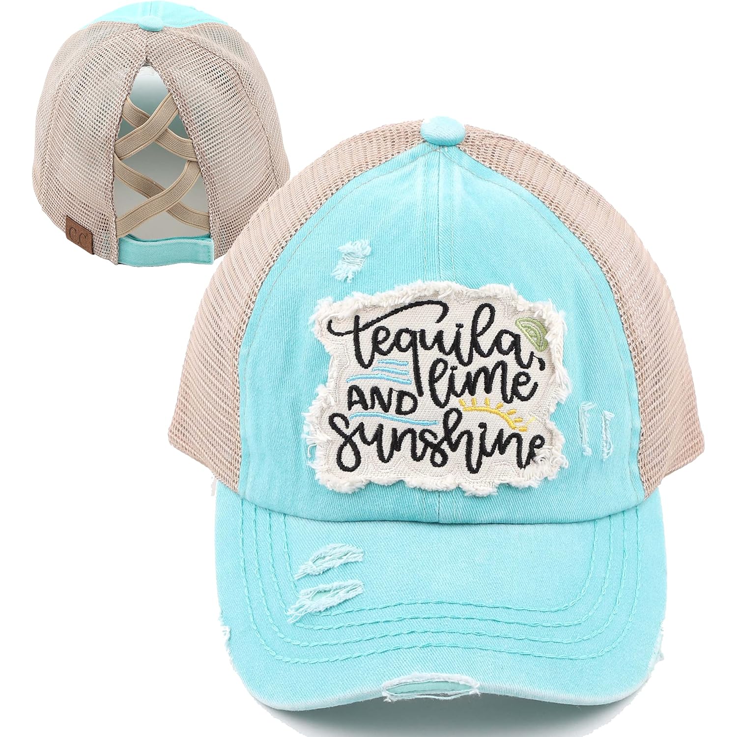 Funky Junque Ponytail Hats For Women - Funny Baseball Cap With Sayings, Criss Cross Back High Pony Adjustable Hat