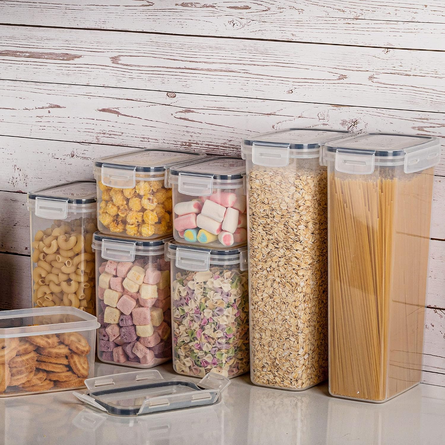 Vtopmart 32Pcs Airtight Food Storage Containers Set, Bpa Free Plastic Kitchen And Pantry Organization Canisters With Lids For Cereal, Dry Food, Flour And Sugar, Includes 32 Labels