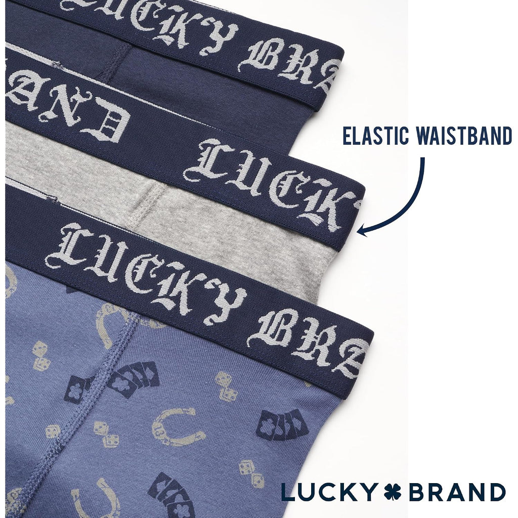 Lucky Brand Mens Underwear Boxer Briefs - 3 Pack Soft Cotton Blend Boxers For Men With Functional Fly Pouch, 6" Inseam